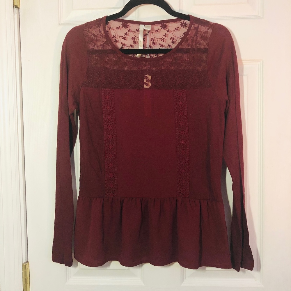 LC Lauren Conrad Red Long Sleeve Shirt